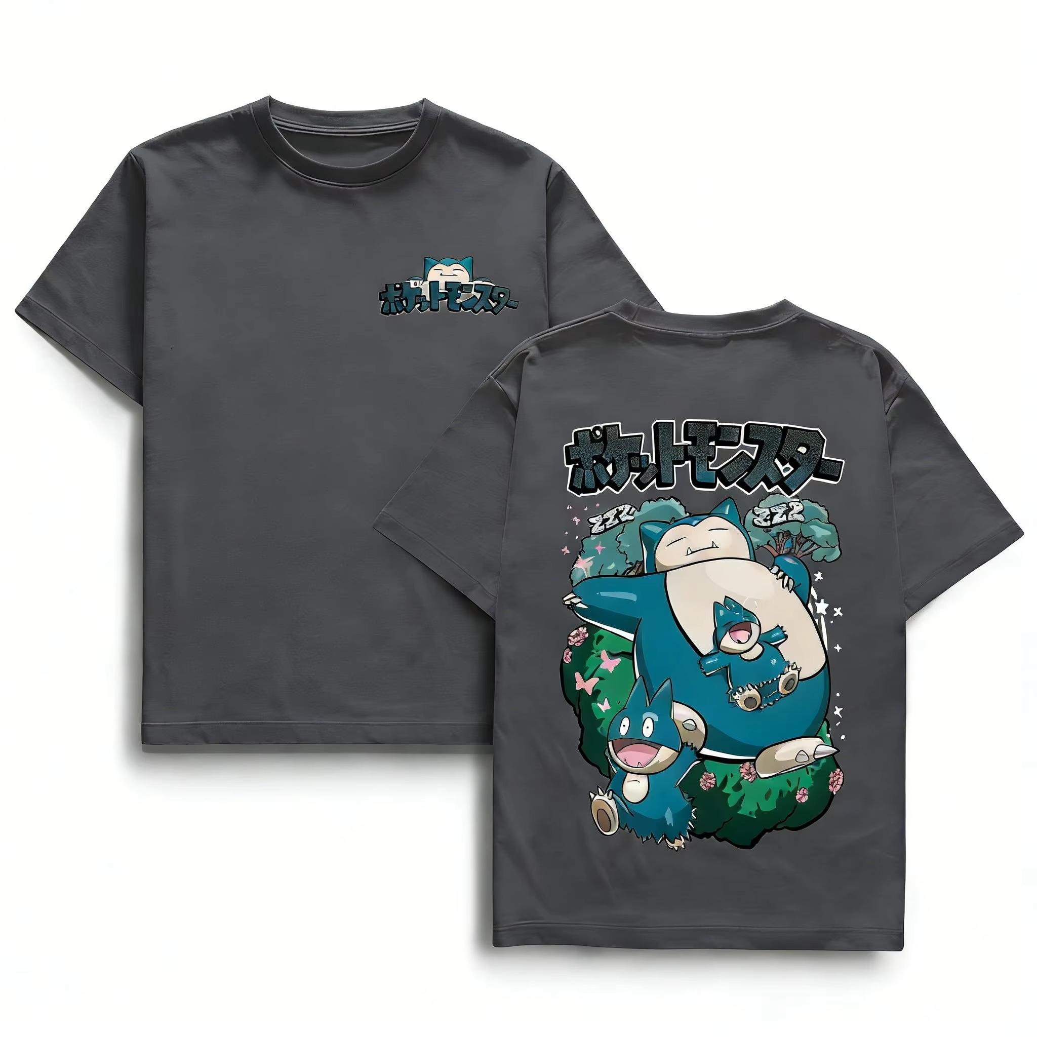 

2026 kids New Pokémon anime cottonprint Tshirt Mens and Womens ShortSleeved Casual Shirt Cute Kabu Beast Street Style S