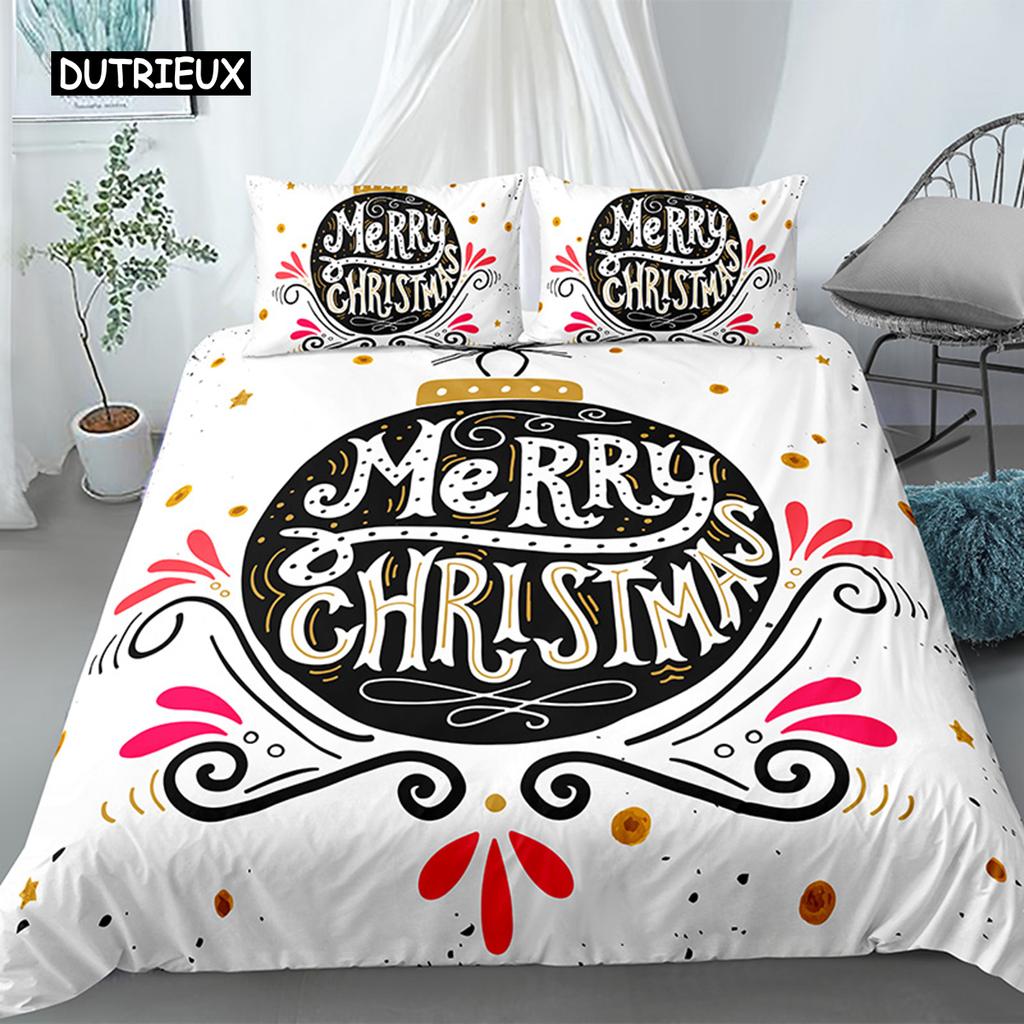 Merry Christmas King Queen Duvet Red Cartoon Santa Car Animals Bedding Set for Children Boy Girl Happy Holiday Theme Quilt Cover