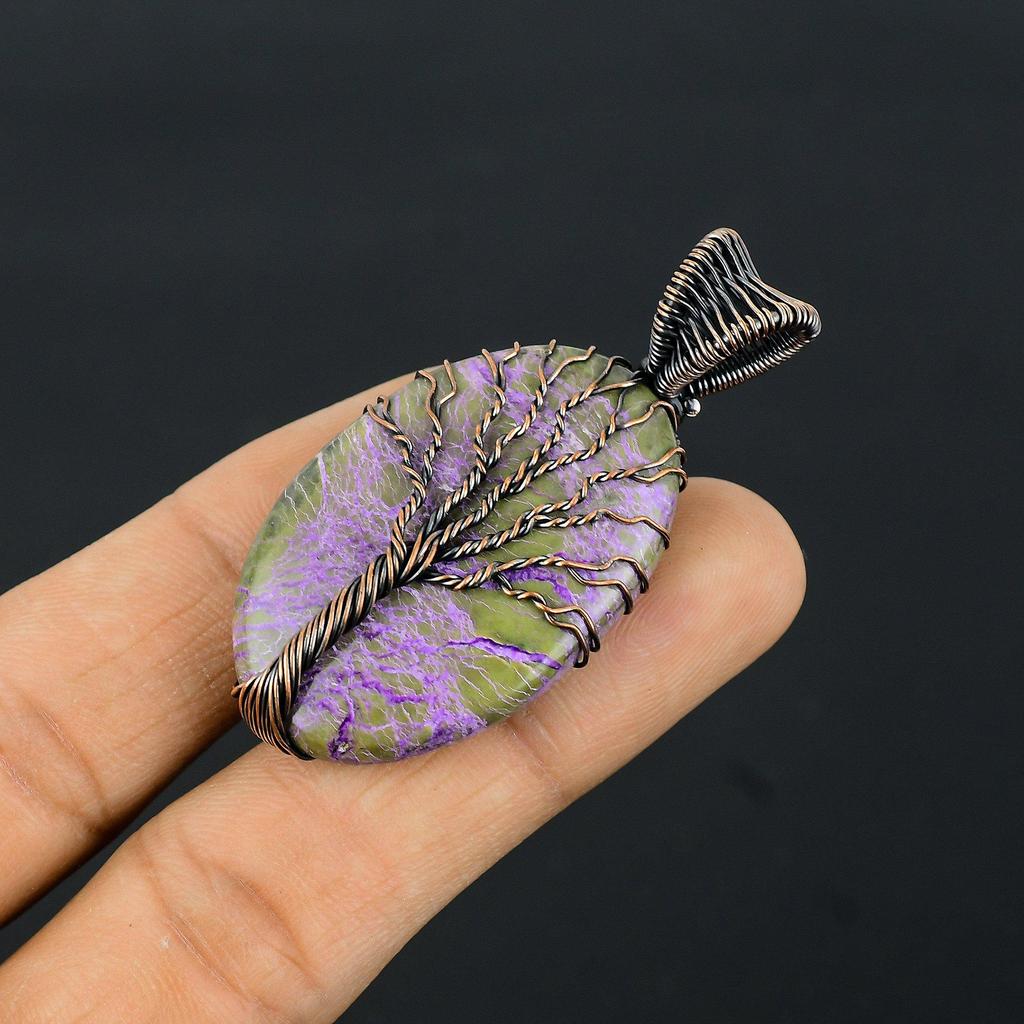 Baum des Lebens Purpurit Edelstein Kupferdraht gewickelt handgefertigter Anhänger Schmuck für Hochzeitsgeschenk