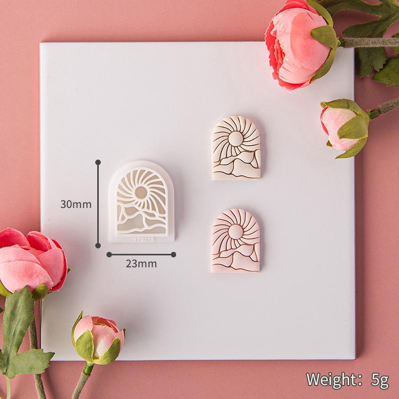 Coconut Tree Sun Polymer Clay Cutter Summer Holiday Sunset Sunrise Landscape Arc Clay Cutter for Earrings Jewellery