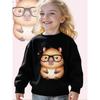 Adorable Hamster in Glasses: A Delightful Cartoon Design on a Long-Sleeve Crewneck Sweatshirt-Comfortable Casual Pullover Featuring a Charming Graphic