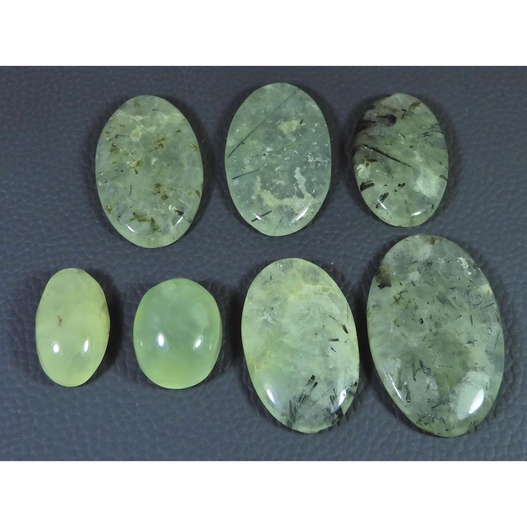 335Cts. Natural Prehnite Oval Shape Cabochon Loose Gemstone 07 Pcs Lot C-1791