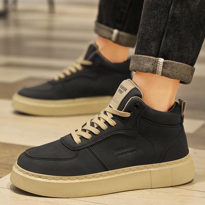 Fashion 2025 Men's Skateboarding Shoes Autumn Trendy Breathable Casual Sneakers Mid Top Black Short Boots Work Men Sports Board Footwear
