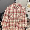 Vintage Plaid Shirt Women Long Sleeve Oversized Retro Style Casual Top