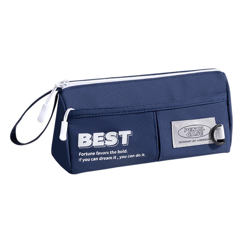 Canvas 2 Layers Pencil Case Organizer Triangular Pencil Case Zipper Pen Bag  Student Learning