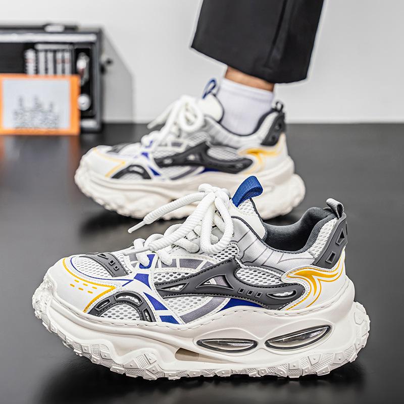 Men's shoes spring and autumn new mesh breathable thick-soled dad shoes men's sports and leisure shoes student running trendy shoes men