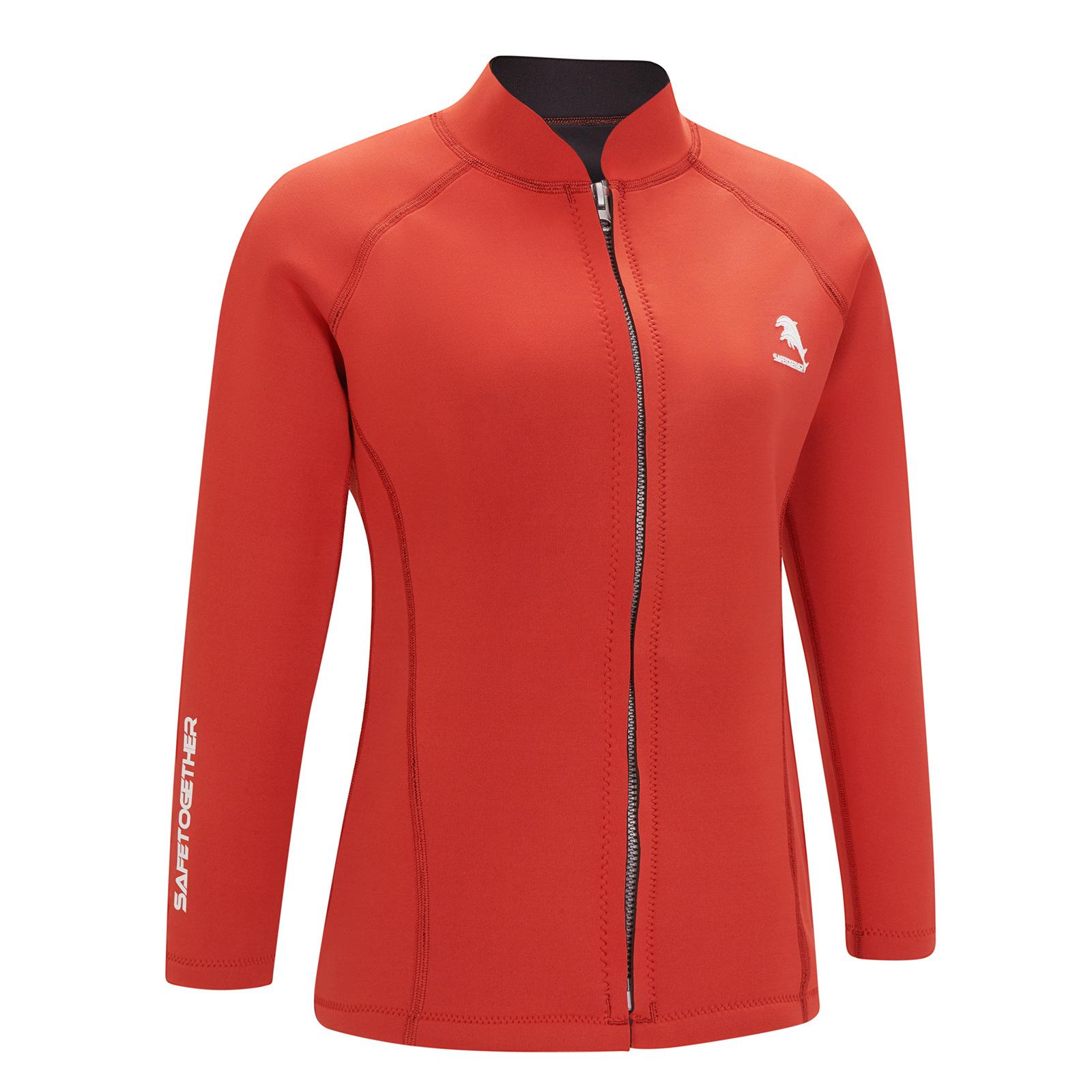 

2MM Diving Suit Women s Split Top Long-sleeved Cold-proof Warm Snorkeling Surfing R023 Sun-proof Quick-drying S червоний