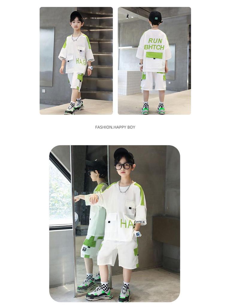 2025 Boys' Trendy Summer Short Sleeve Set - Stylish and Lightweight for Mid-to-Big Kids