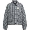 Ss25 Plaid Quilted Lapel Long Sleeve Cotton Jacket Unisex Jacket Black CAH65-W4M