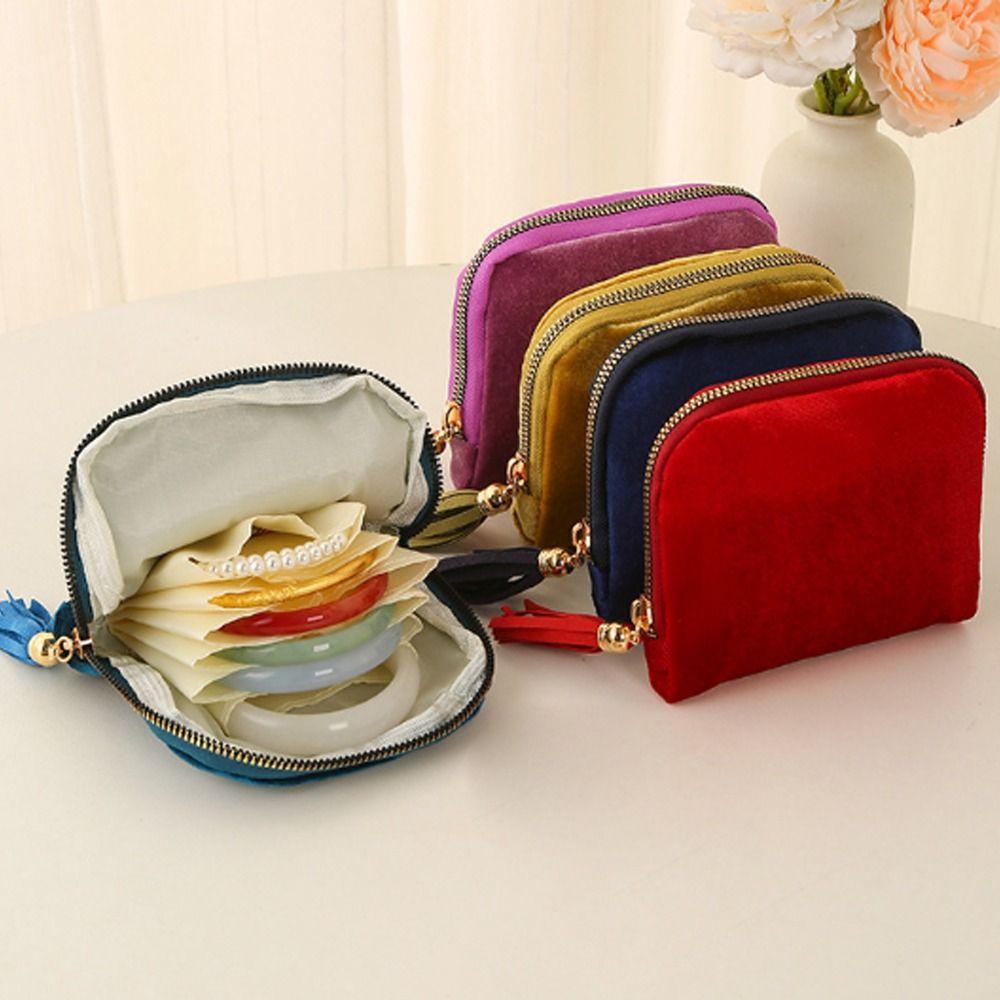 Creative Gift with Zipper Jewelry Storage Bag Velvet Portable Jewelry Organizer Multifunctional Anti-Scratch Jewelry Bag