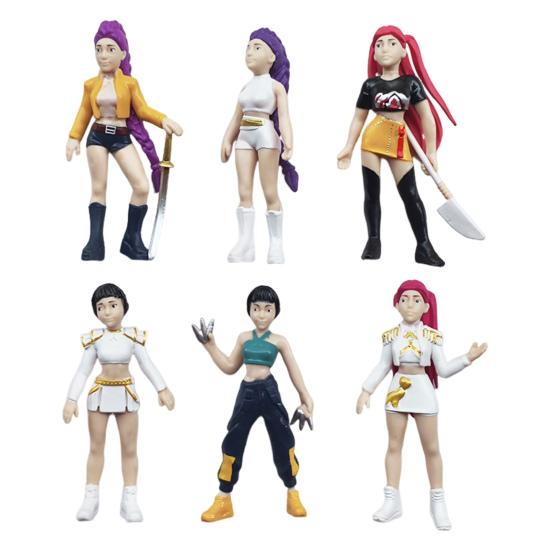 5/6/8Pcs Kpop Hunter Figure Cake Topper Animated Movie Inspired Cartoon Character Figurine Statue Collectible Model Home Office Desktop Decoration