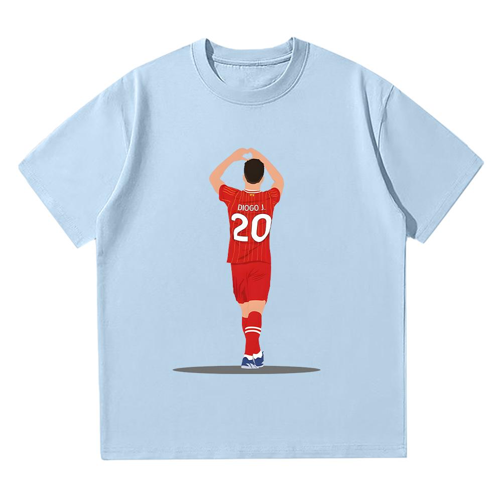Diogo Jota Trička s grafickým potiskem srdce pro ženy/muže Pamětní oblečení Dárková trička pro sportovní fanoušky Volná ležérní trička Top