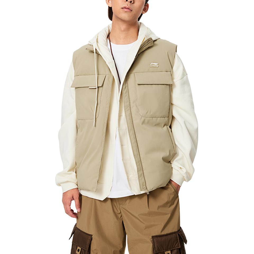 Li Ning Sports Trendy Collection Vest Men's Milk Khaki AMRU033-4