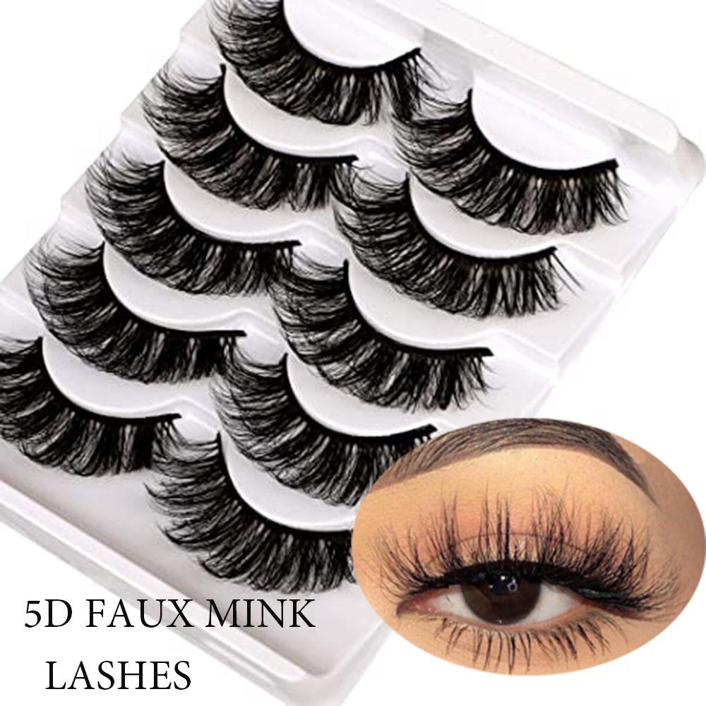 

Long Handmade Craft 20mm Natural 5D Faux Mink Eyelashes False Eyelashes Wispy Fluffy Eye Lashes