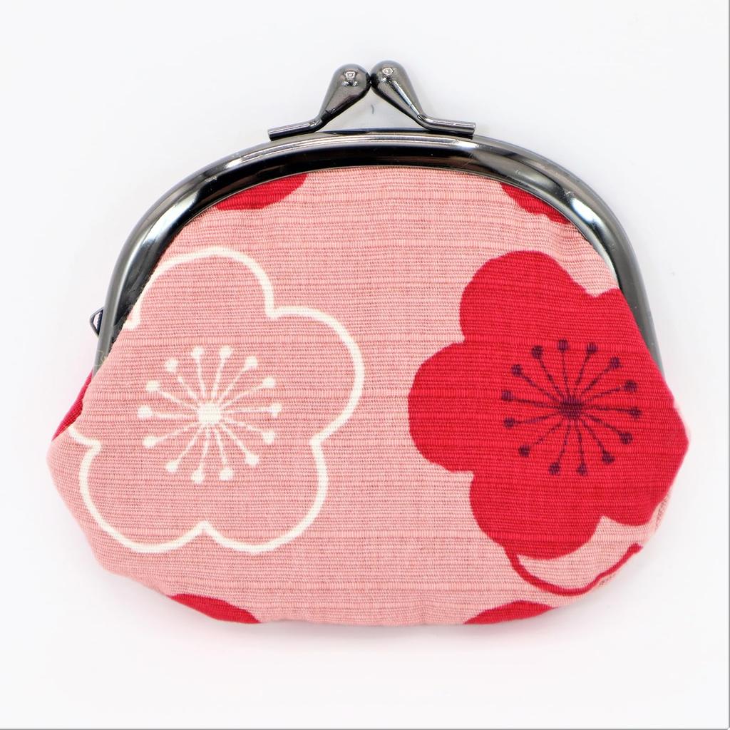 Maruzen Coin Clasp Plum Blossom Made in x 12 x 3 cm Purse, Closure, Design, Pink, Japan, Approx. 10.5