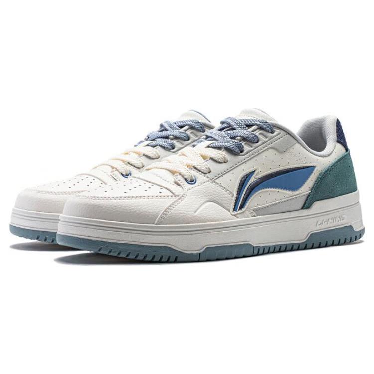 New LiNing Tianji 2.0 Slip Resistant Low Top Skateboard Shoes Men's White Gray Green AGCT345-4