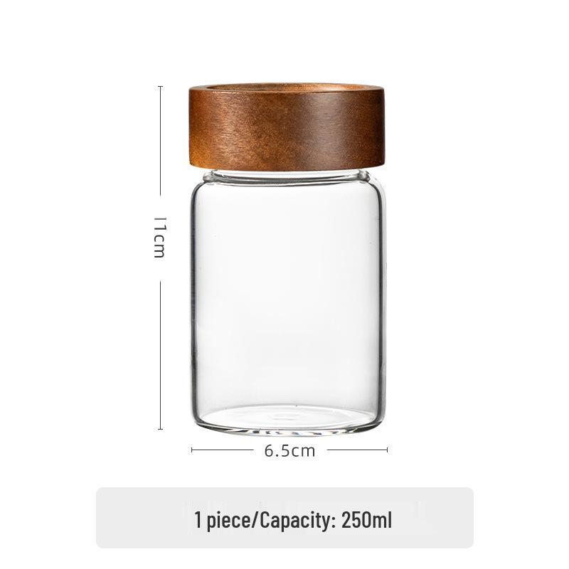 Acacia Wood Lid Airtight Borosilicate Glass Storage Jar for Cereal, Grains, and Coffee Beans