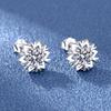 Silver Plated Snowflake Stud Earrings with 5A Zircon for Women - European, American, and Korean Fashion Jewelry