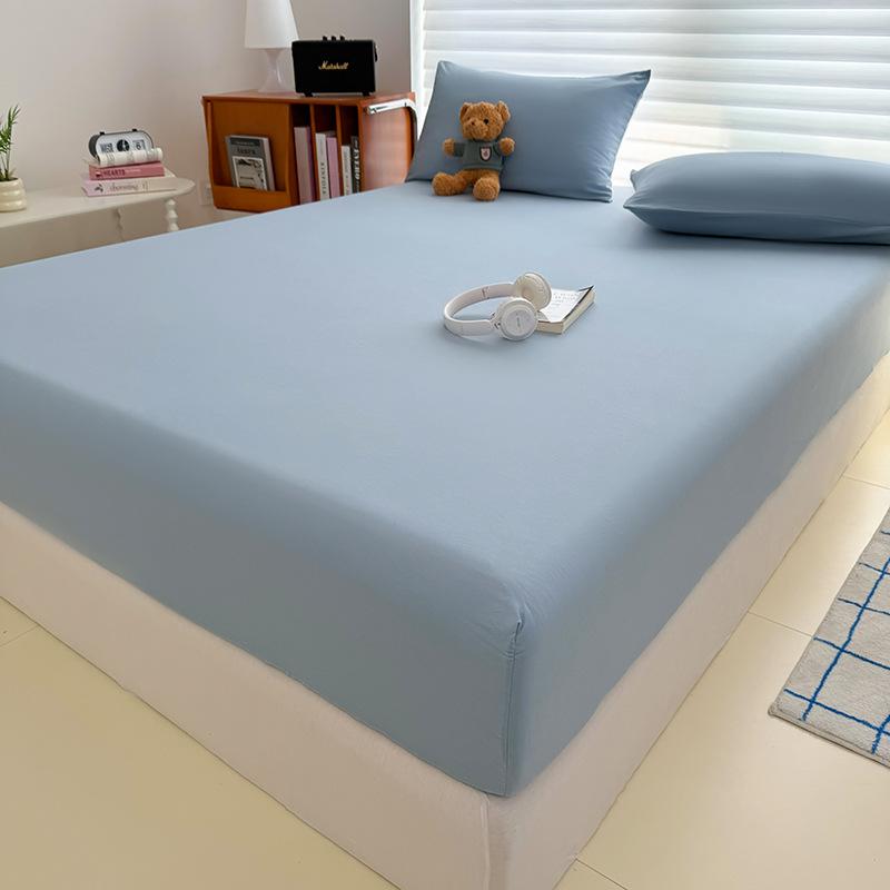 Einfarbiges hautfreundliches gewaschenes Baumwoll-Spannbettlaken für Zuhause All-inclusive Matratzenschoner Staubschutz