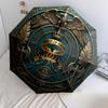 Golden Totem  pattern, automatic folding umbrella, portable and foldable design, 8 ribs, a Christmas or birthday gift.