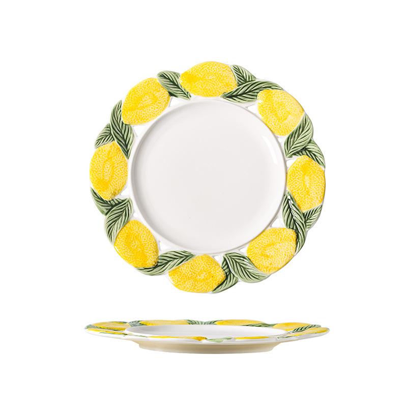 BRKeramický Ručně Kreslený Citronový Talíř Nádobí Restaurace Molekulární Gastronomie Nádobí Dezertní Svačinový Talíř Omáčník Ovocný TalířEY