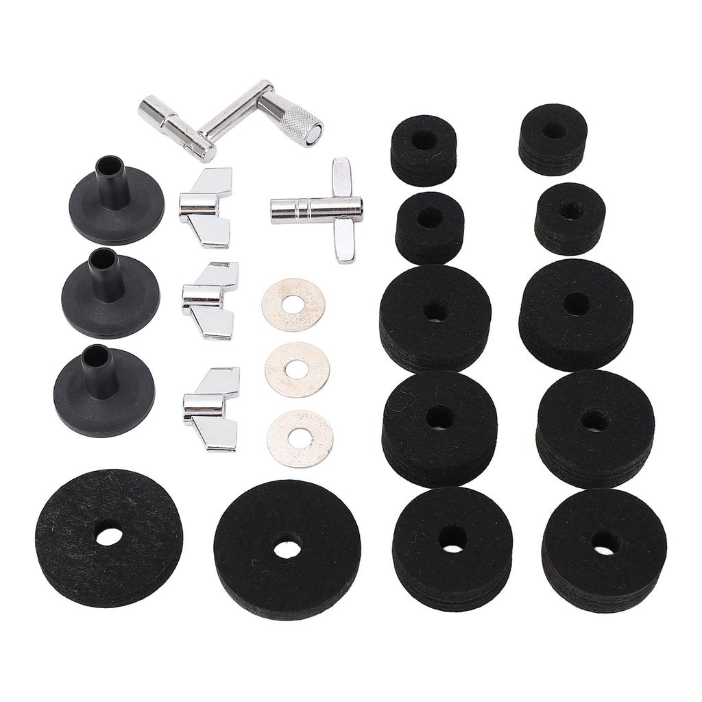 23 Pieces Cymbal Replacement Accessories Non Slip 2.5cm 4cm 5cm Felt Pads   Cymbal Sleeves Nuts Washers Base Set