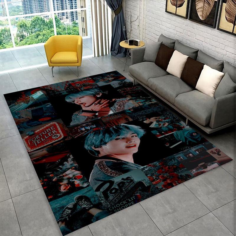 Kpop B-BTS JIMIN Star Carpet Rug for Playroom Bedroom Living Room Sofa Home Decor,kid Area Rug Non-slip Floor Mat Gift