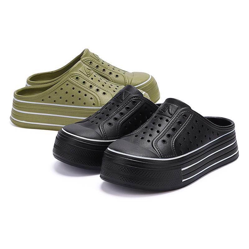 Rainbow hole shoes women's summer heightening thick-soled hole shoes hollow round head breathable soft sole outer wear beach half drag