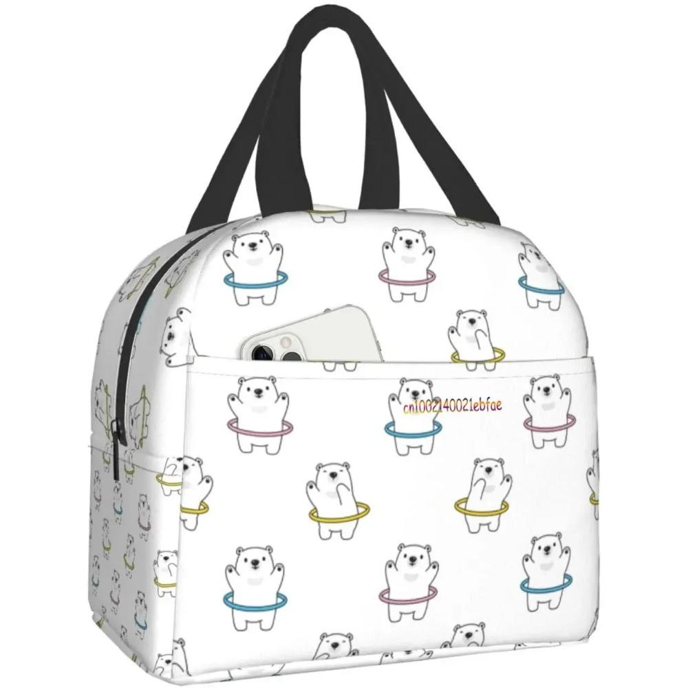 Polar Bear Pattern Leaf Leaves Lunch Bag Travel Box Work Bento Cooler Reusable Tote Picnic Boxes Insulated Container Lunch Bags