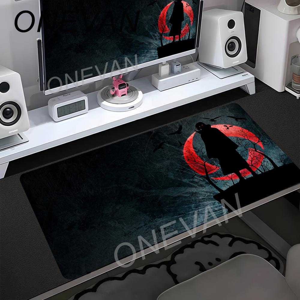 Japan Cool Anime Mauspads Laptop Roter Mond Gaming Tastaturteppich XL N-narutoS Mauspads PC I-itachi Gamer U-uchiha Schrank Schreibtischmatte 30cmx60cm