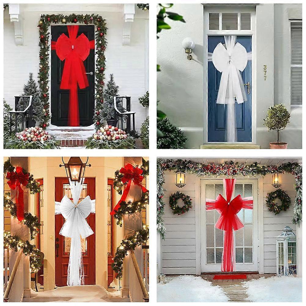 Extra Large Red Festival Bow Set Organza Double Layer Luxury Door Decor