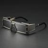 Mens Vintage Square Glasses Stylish Zinc Alloy Frame Black Lenses with Protective Pouch Fashion Eyewear