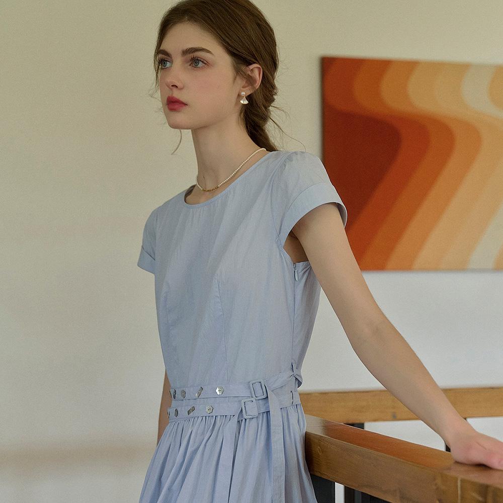 Simpeulleteulo Sr_Waist Tie Simple Short Sleeve Dress