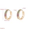 Women Creative Geometric Hoop Earrings Small Round Colorful Zircon Crystal Ear Studs Gold Color