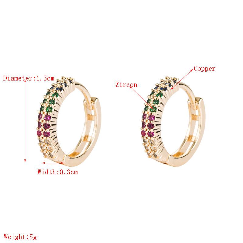 Women Creative Geometric Hoop Earrings Small Round Colorful Zircon Crystal Ear Studs Gold Color