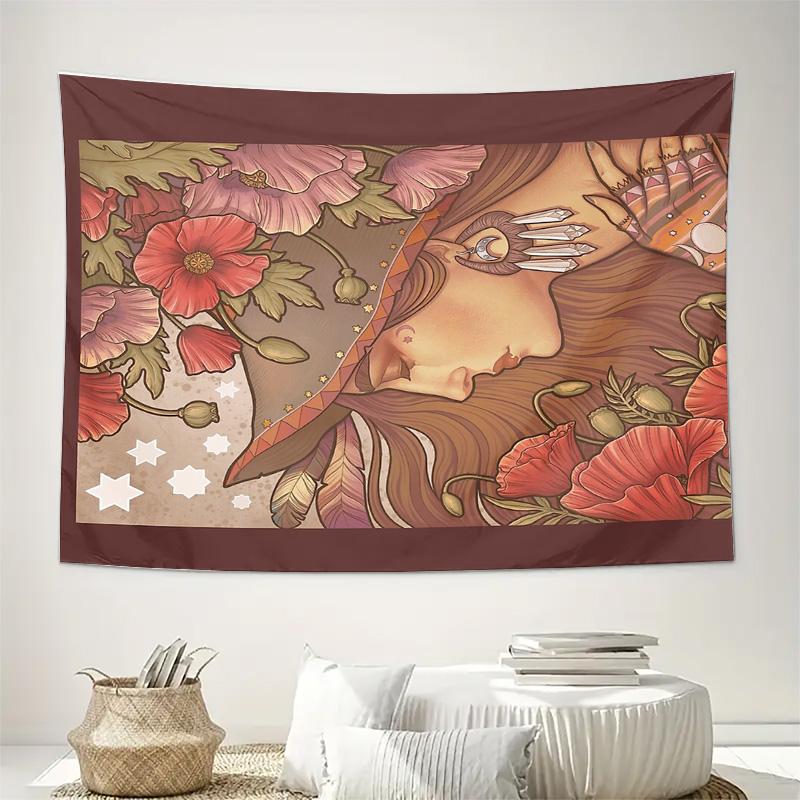 Bohemian Tapestry Wall Hanging Vintage Floral Art Aesthetic Room Decor Nature Inspired Wall Art Bedroom Dorm Decor Hippie Wall H