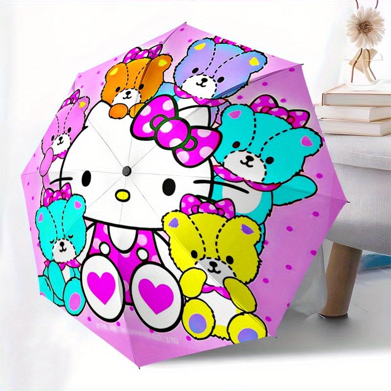 Hello Kitty, Teddy Bears Automatic Open/Close Umbrella-Cute Umbrella with Cute Design, Portable 3-Fold Compact Umbrella for Men & Women, Hal