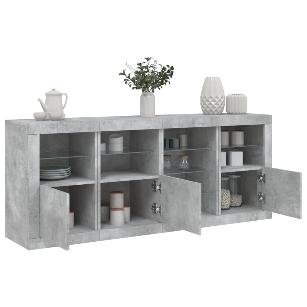 Vidaxl Szafka Z Oświetleniem Led, Szarość Betonu, 164X37X67 Cm