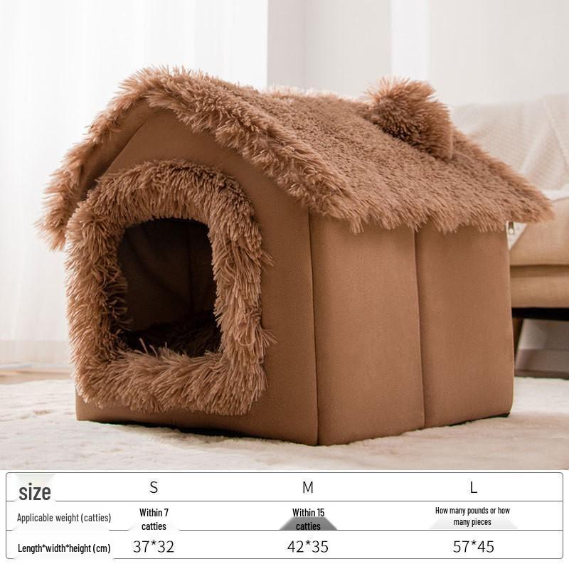 

Уютный домик для питомца: Съемная, моющаяся кровать для собак и кошек на все сезоны (Small / Medium) S - For up to 7 lbs (39*32*34cm)