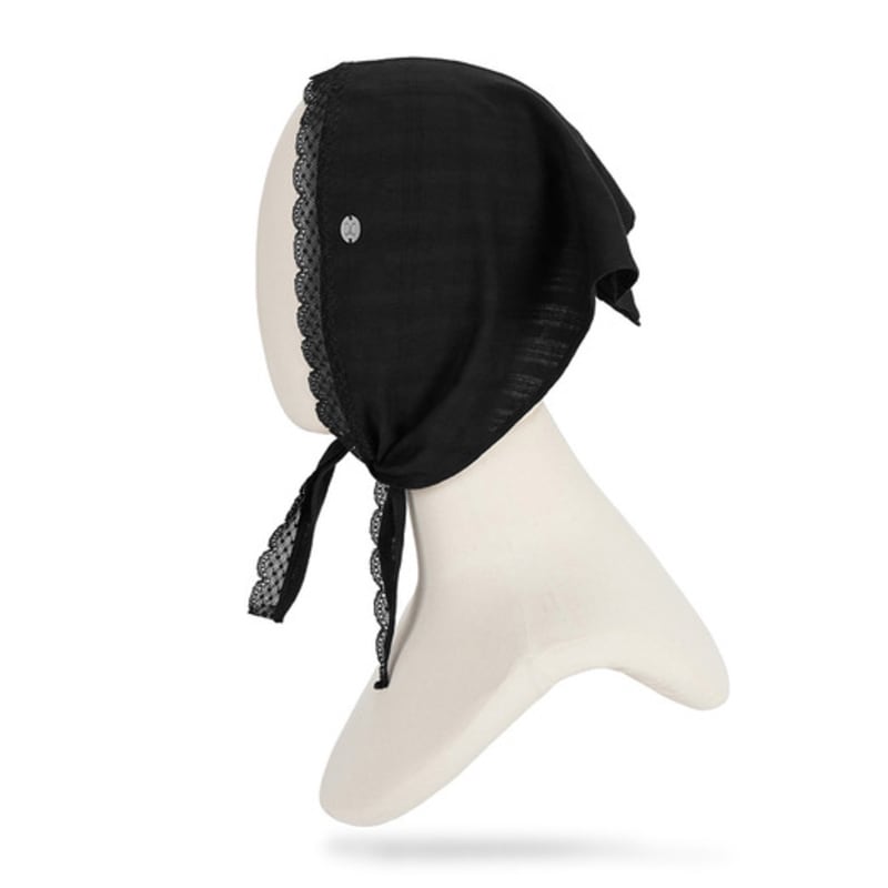 VARZAR VA Curved Oval Metal Lace Bandana Black