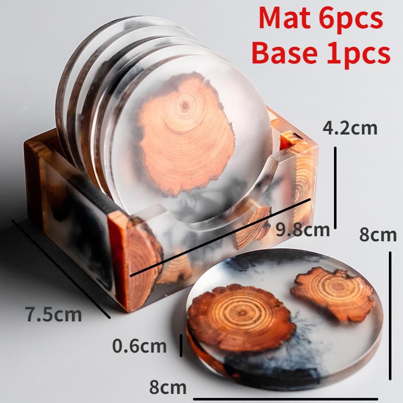 

Набор из 7 предметов ручной работы, художественные подставки под чай, японские термоизоляционные коврики из смолы и дерева, креативные подставки под чай в стиле кунг-фу 7pcs Set