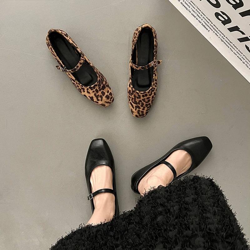 Leopard Print Women Loafers Flats Fashion Shallow Shoes 2025 Spring Ladies Elegant Soft Sole Mary Jane Shoes