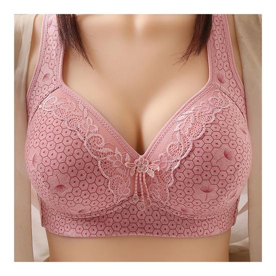 Women Bra Lace Seamless Wide Elastic Strap Solid Color Shockproof Push-up Anti-snagging Mesh Wireless Seamless Yoga Daily Bra