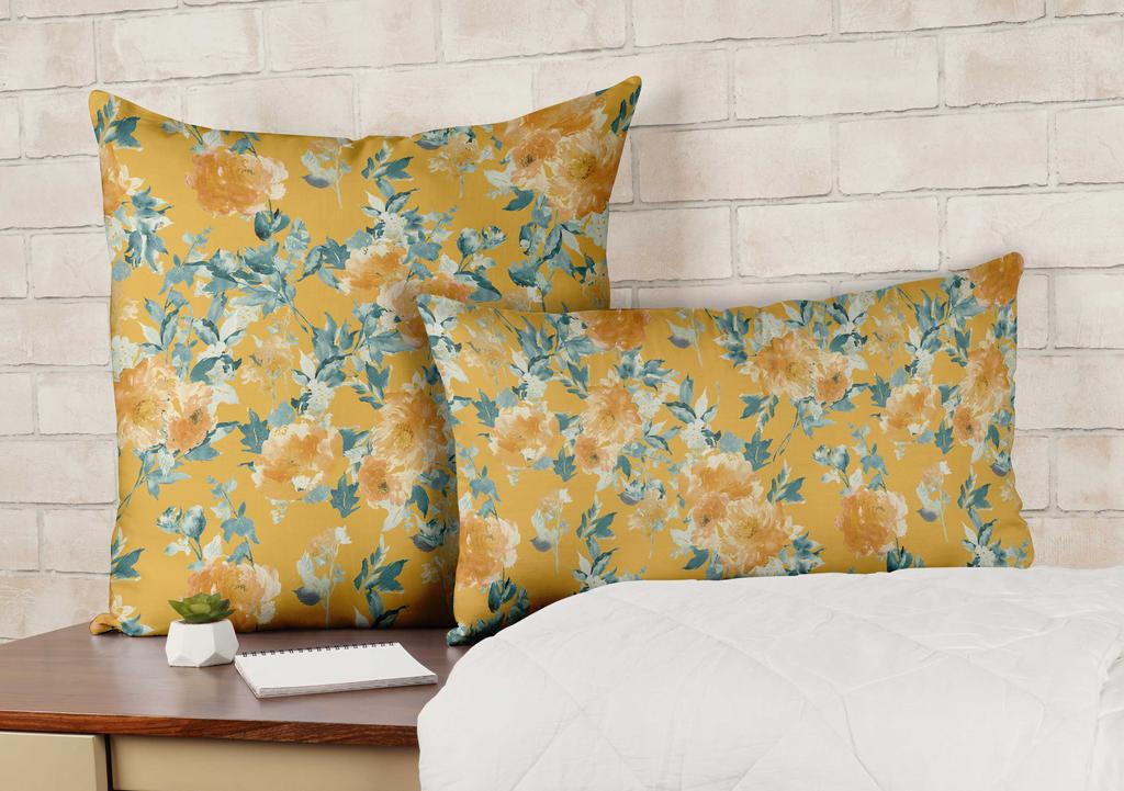 Vargottam Luxury, Printed Mustard Yellow Cushion  Covers,  Decorative Pillow  Covers,  Square  Throw Pillowcase