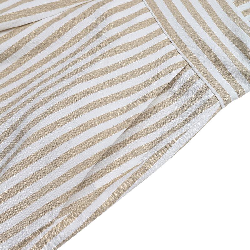 Baifen Zhiyi 2026 Halterneck Striped Jumpsuit - Casual Resort Style with Waist-Cinching Design