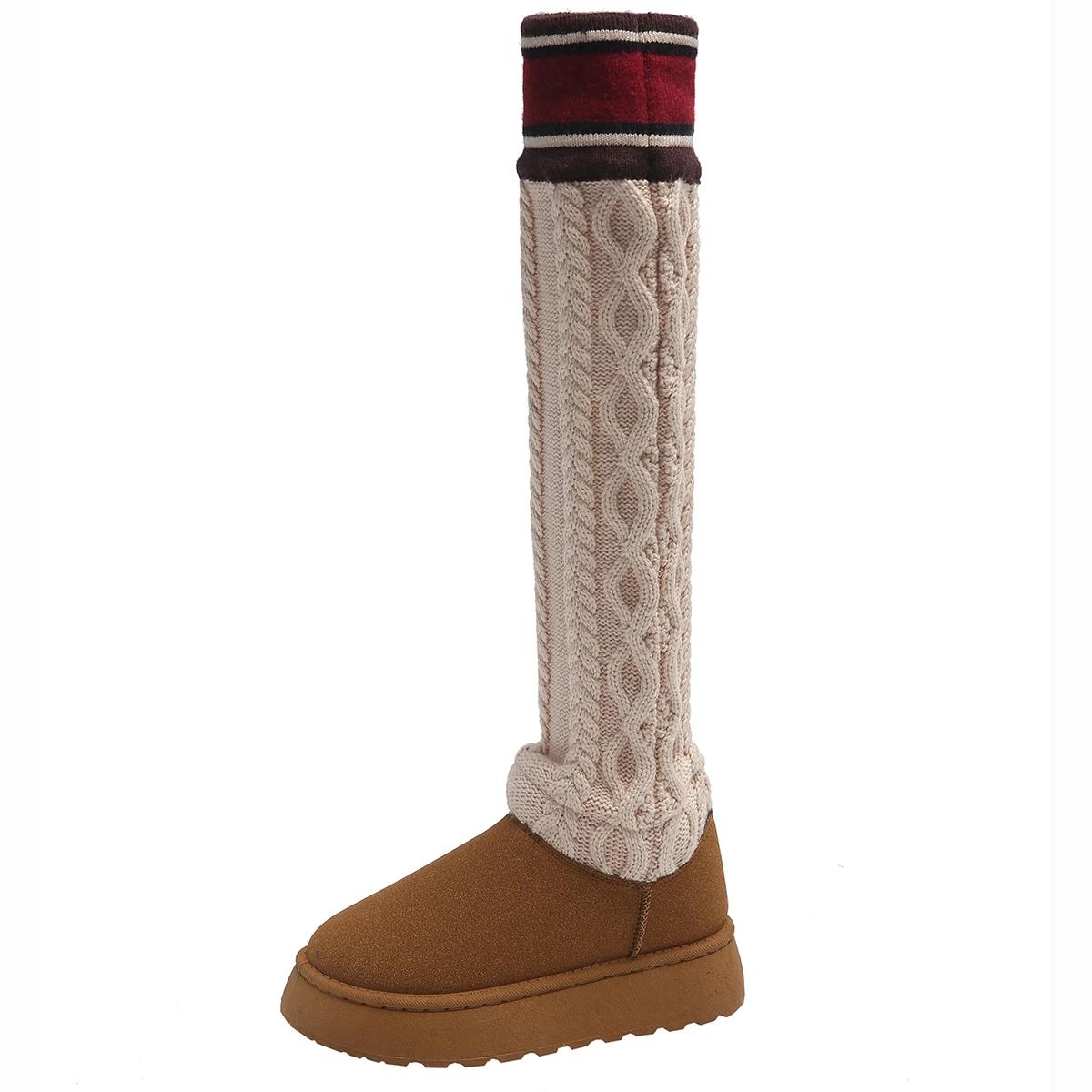 Женские ботинки Новые 2024 Обувь на платформе Ботинки-носки из смешанной вязки Обувь — фото 5