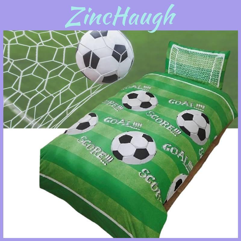 Soccer Print Duvet Cover And Pillowcase Set With Flannel Fabric For Cozy Night Sleep