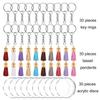 90pcs Keyring DIY Decoration Acrylic Key Disc Hand Craft Jump Leather Tassel Set Tassel Color Random