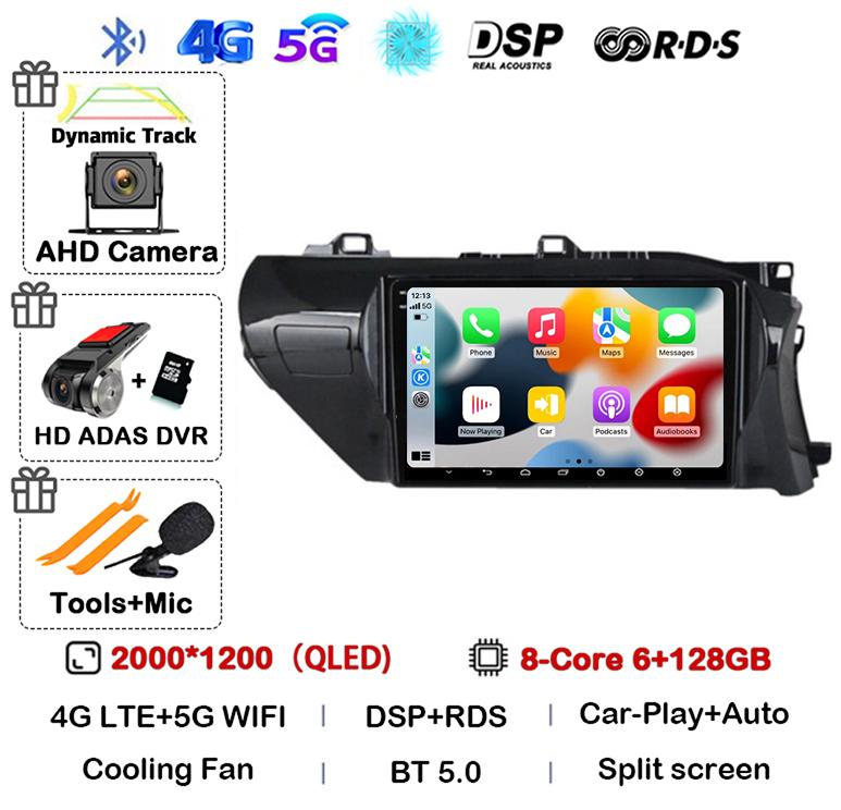 Android 14 Carplay Auto WIFI Car Radio For Toyota HILUX REVO VIGO IMV 2016  2017 2018 2019 2020 RHD GPS Multimedia Player Stereo