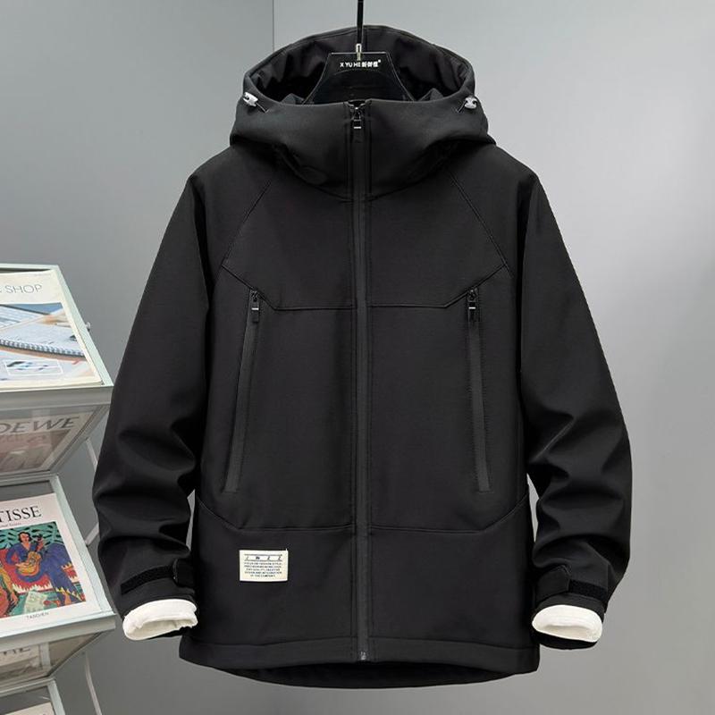 

Мужская осенне-зимняя тонкая бархатная куртка для работы больших размеров, водонепроницаемая, для активного отдыха, софтшелл, штурмовая, трехслойная, для альпинизма, 13xl 13XL чёрный